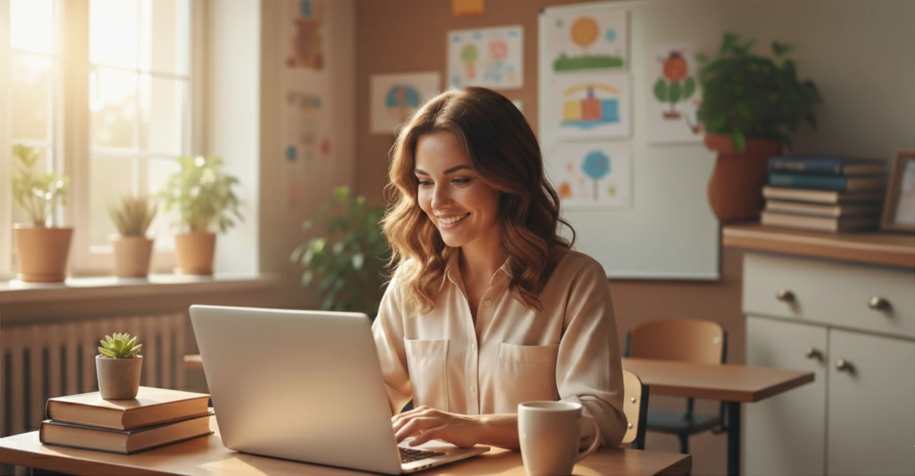Enseignante travaillant à son bureau